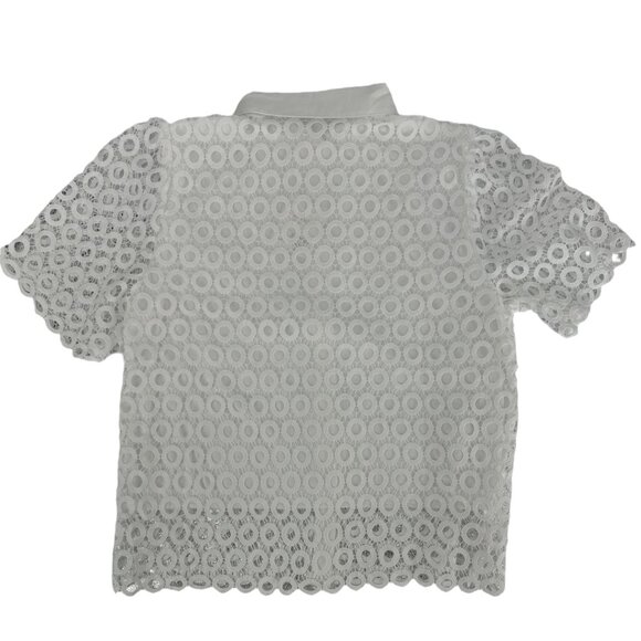 🐚 NWT White Eyelet Crochet 2-Piece Matching Set Resort Outfit L 🐚 - Picture 9 of 13